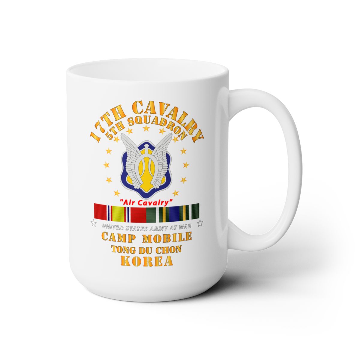 White Ceramic Mug 15oz - Army - 5th Squadron 17th Cavalry - Air Cav - Camp Mobile Korea w KDSM SVC