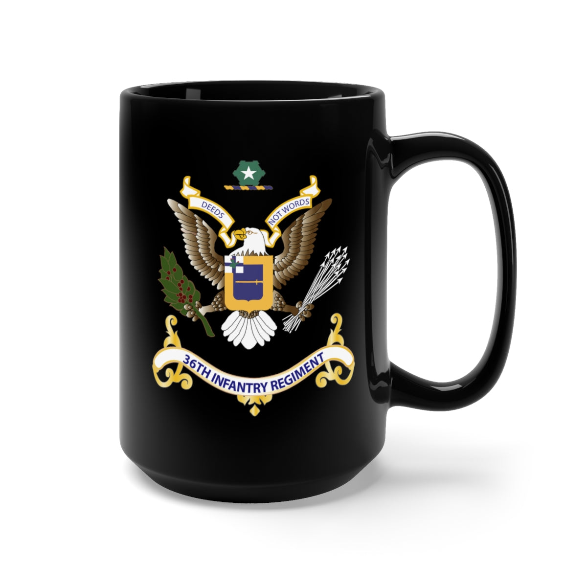 Black Mug 15oz - Regimental Colors - 36th Infantry Regiment