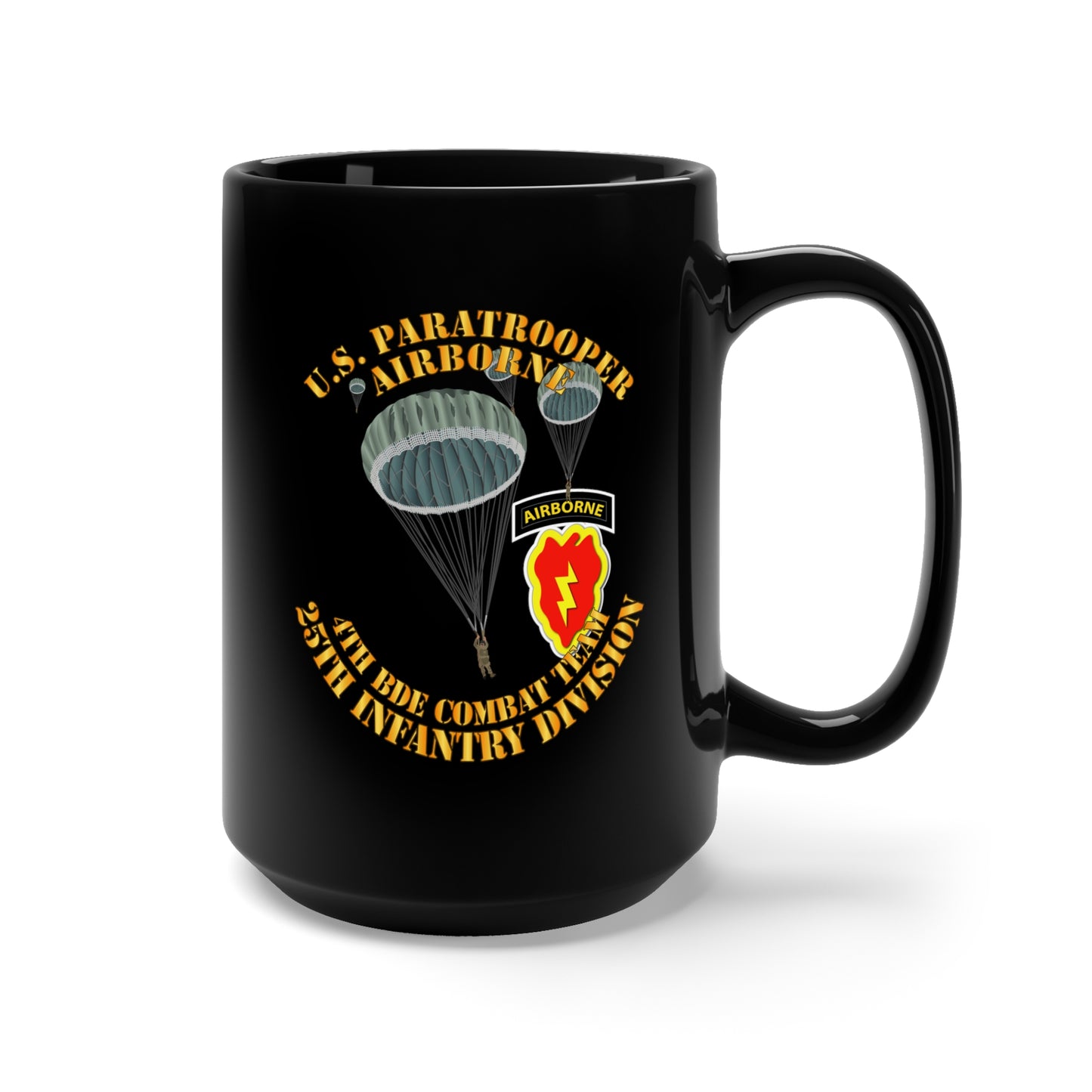 Black Mug 15oz - US Paratrooper - 4th Bde Cbt Tm - 25th Infantry Div