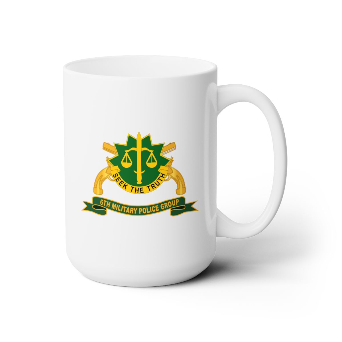 White Ceramic Mug 15oz - Army - 6th Military Police Group w Br - Ribbon