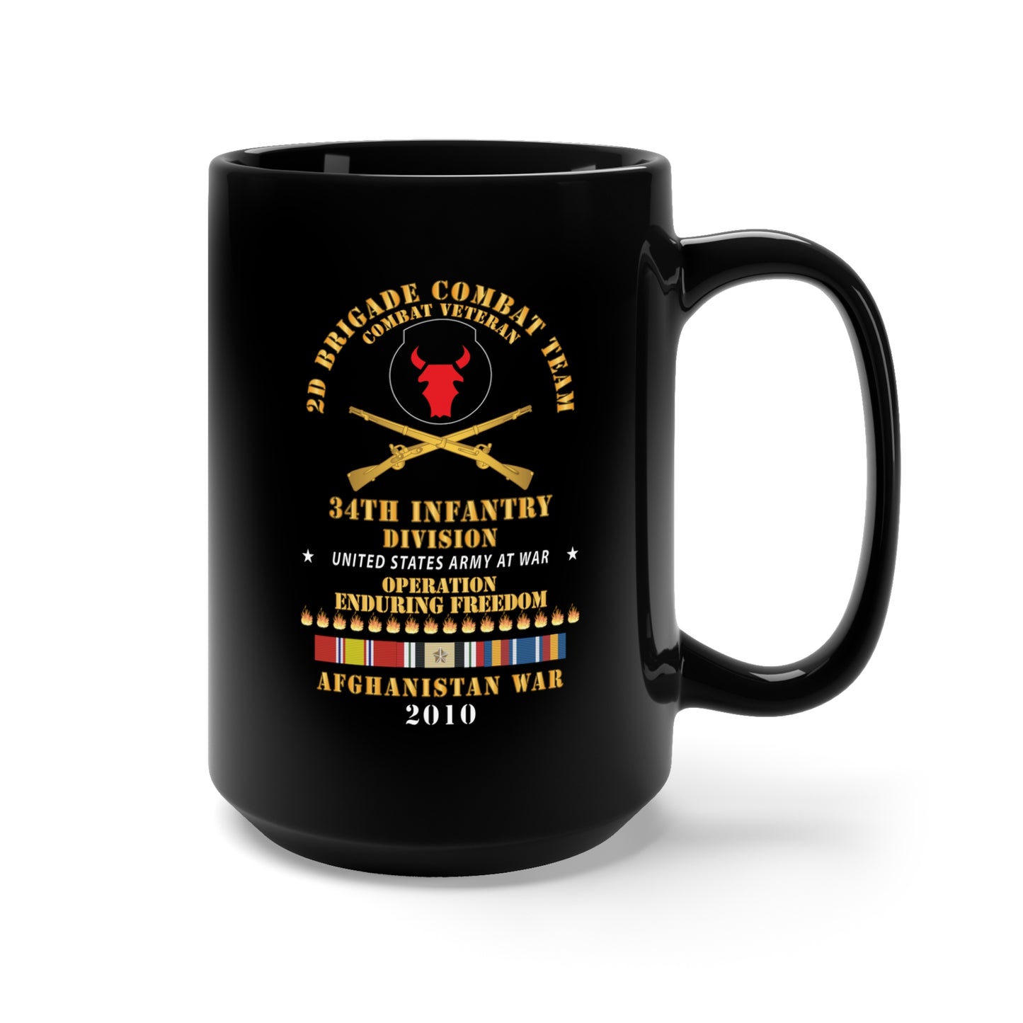 Black Mug 15oz - 2nd Brigade Combat Team, 34th ID - Enduring Freedom Combat Veteran x 300