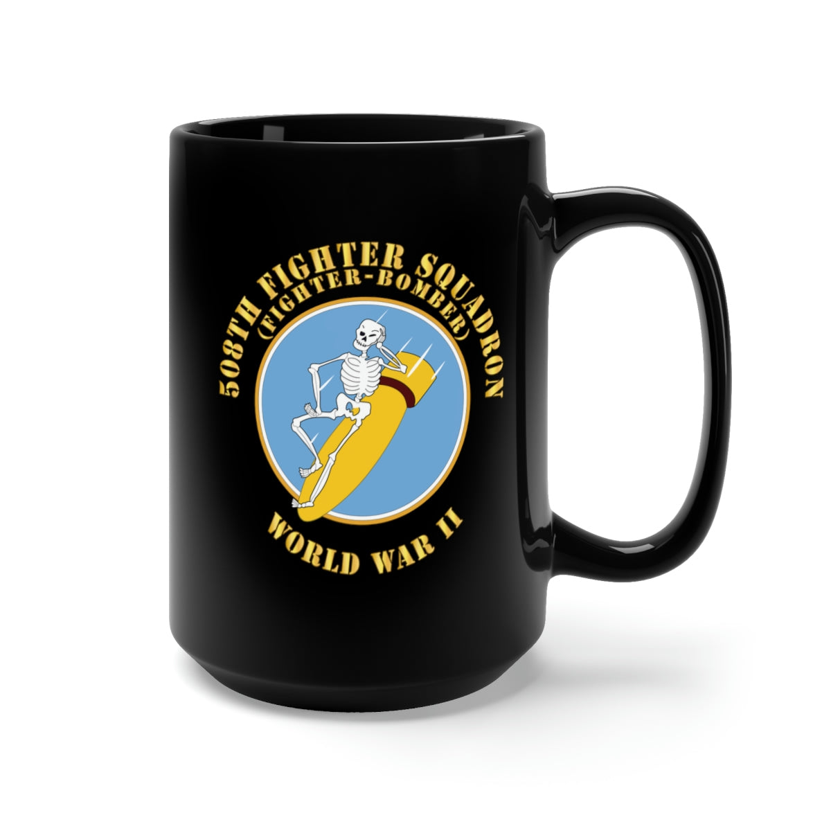 Black Mug 15oz - 508th Fighter Squadron (Fighter Bomber), World War II X 300