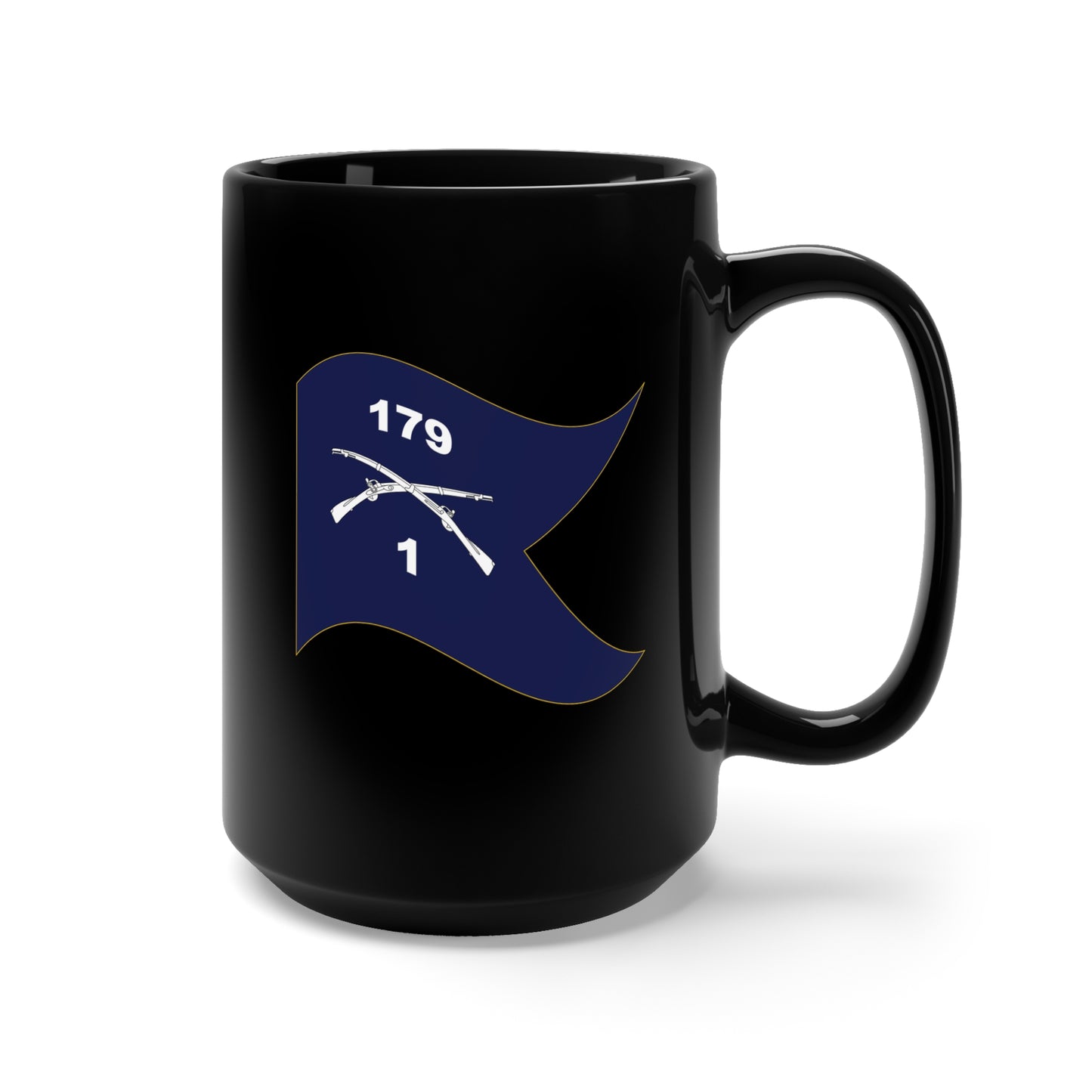 Black Mug 15oz - 1st Battalion, 179th Infantry Regiment - Guidon - Waving X 300