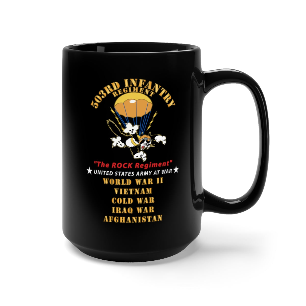 Black Mug 15oz - Army - 503rd Parachute Infantry Regiment - The Rock Regiment - Wars V1 X 300