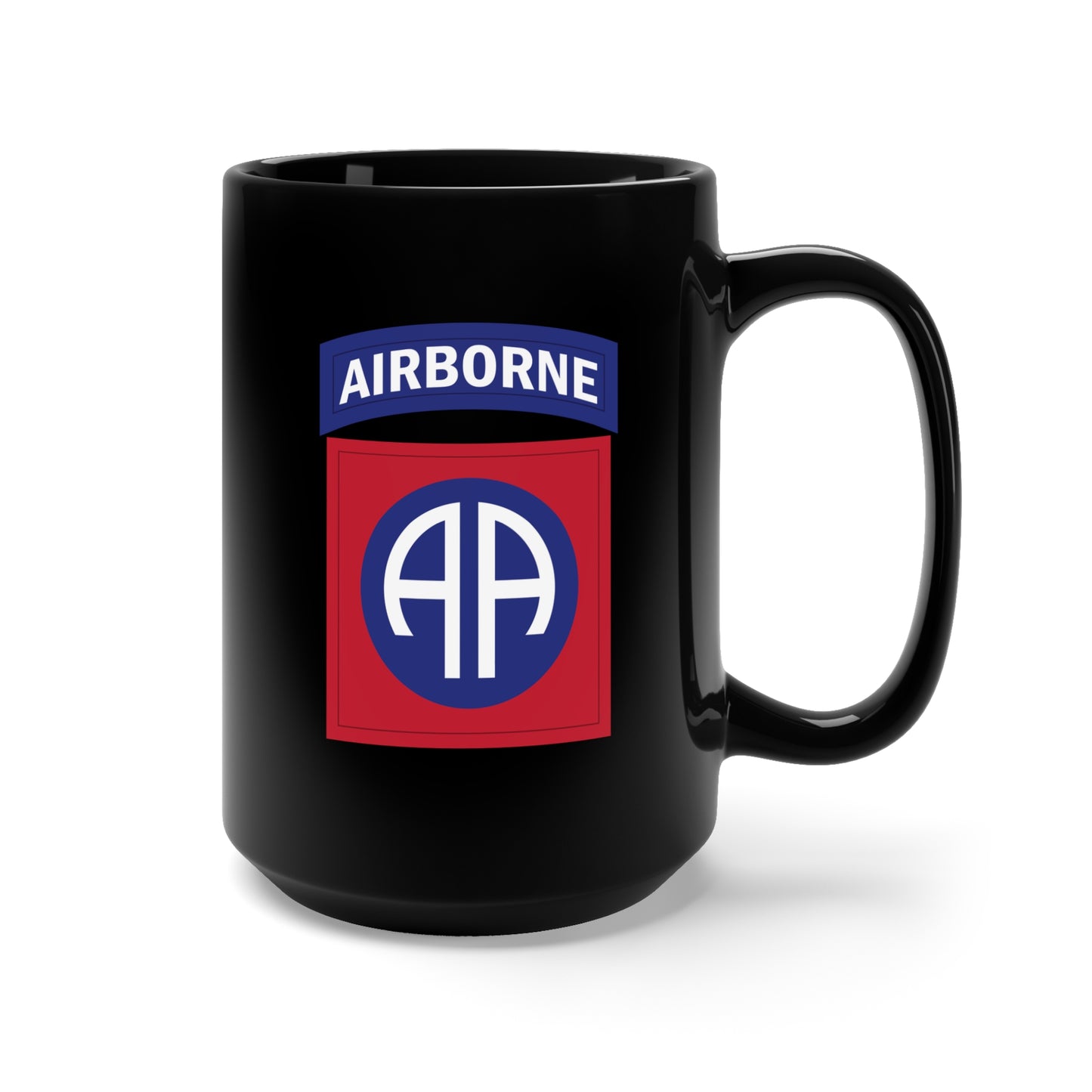 Black Mug 15oz - SSI - 82d Airborne Division X 300