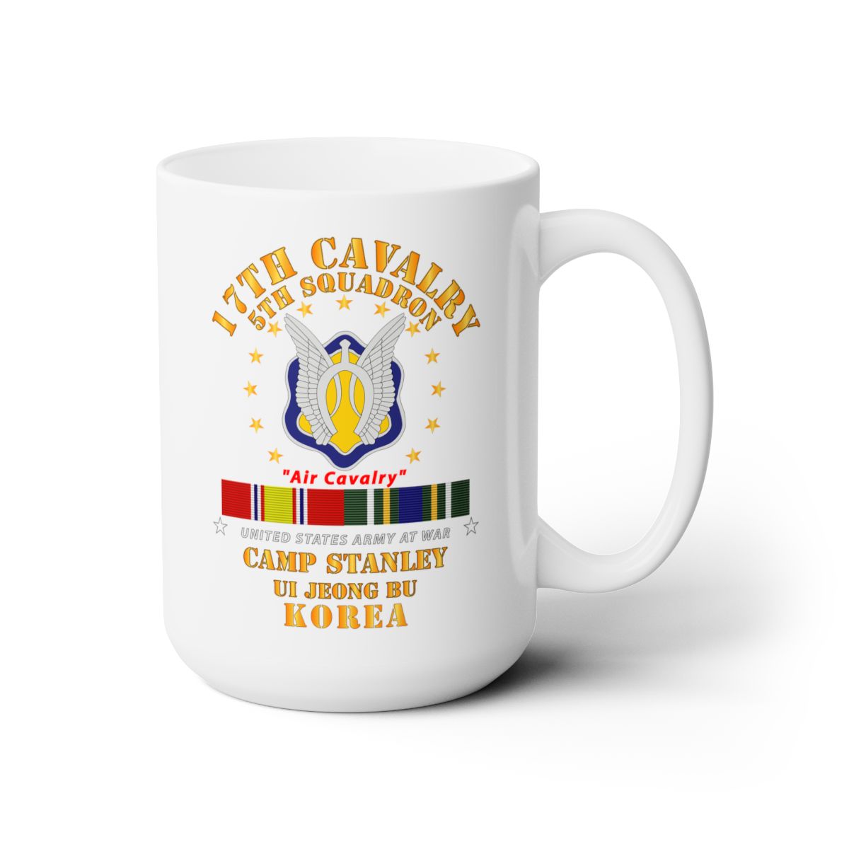 White Ceramic Mug 15oz - Army - 5th Squadron 17th Cavalry - Air Cav - Camp Stanley  Korea w KDSM SVC