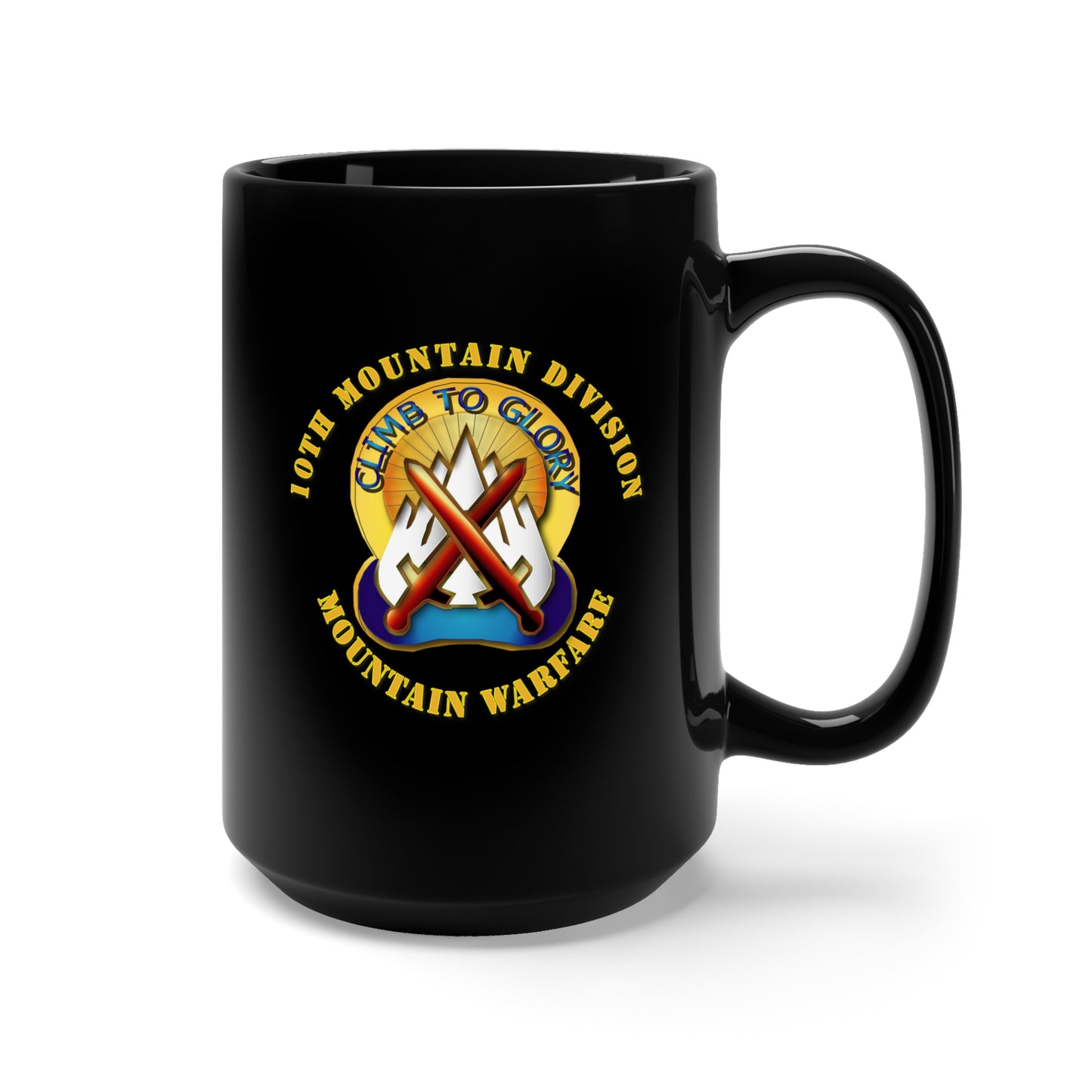 Black Mug 15oz - Army - 10th Mountain Division - DUI
