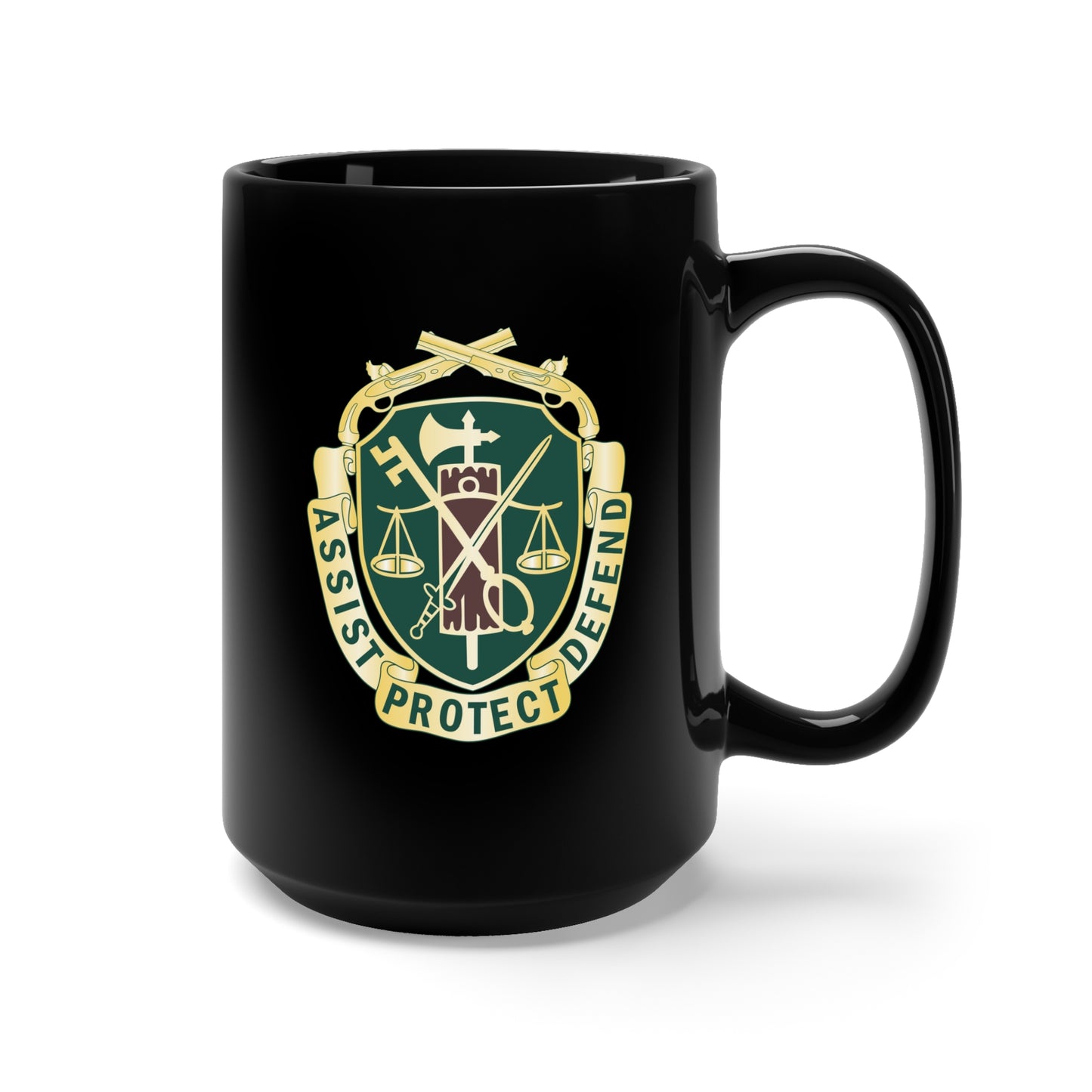 Black Mug 15oz - Military Police Corps Regimental DUI wo Txt X 300