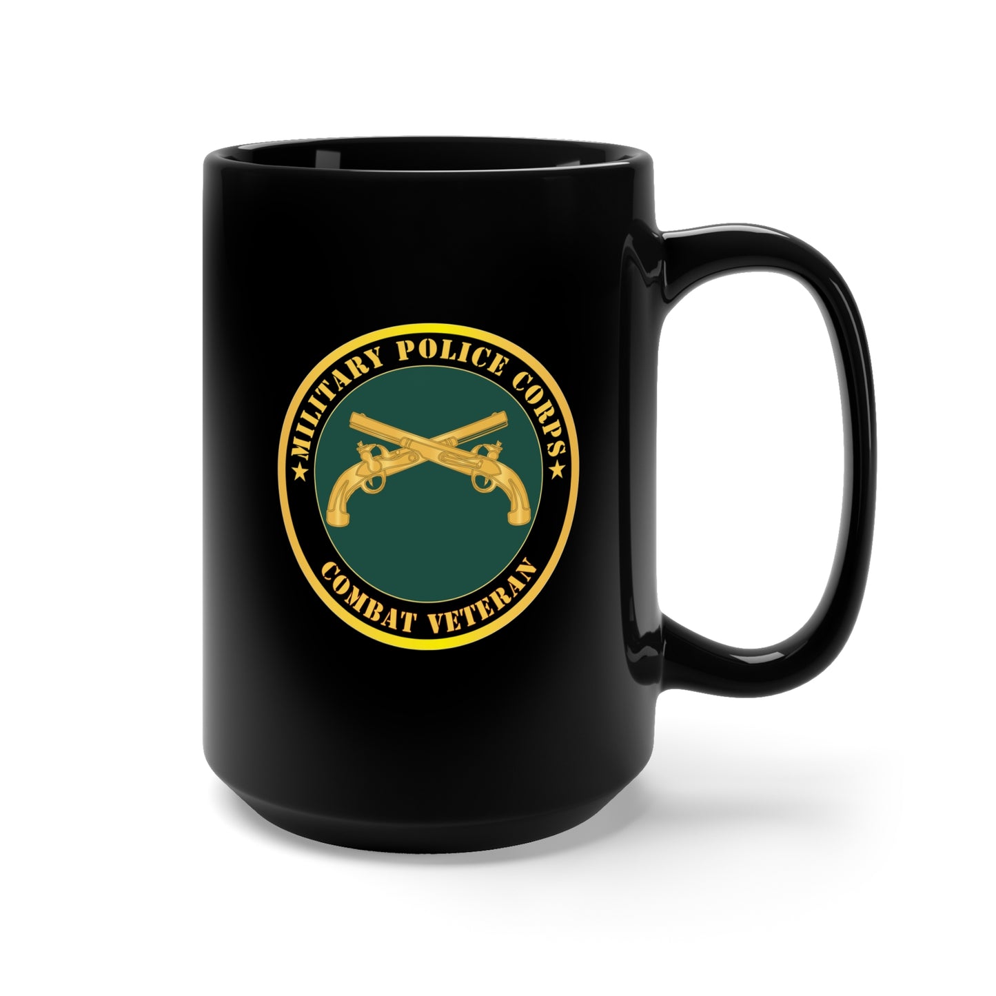 Black Mug 15oz - Army - Military Police - Branch - Combat Veteran X 300