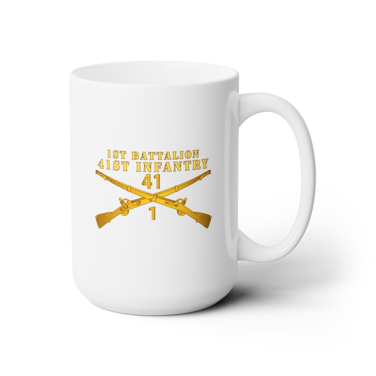 White Ceramic Mug 15oz - Army - 1st Bn 41st  Infantry X 300 - Hat