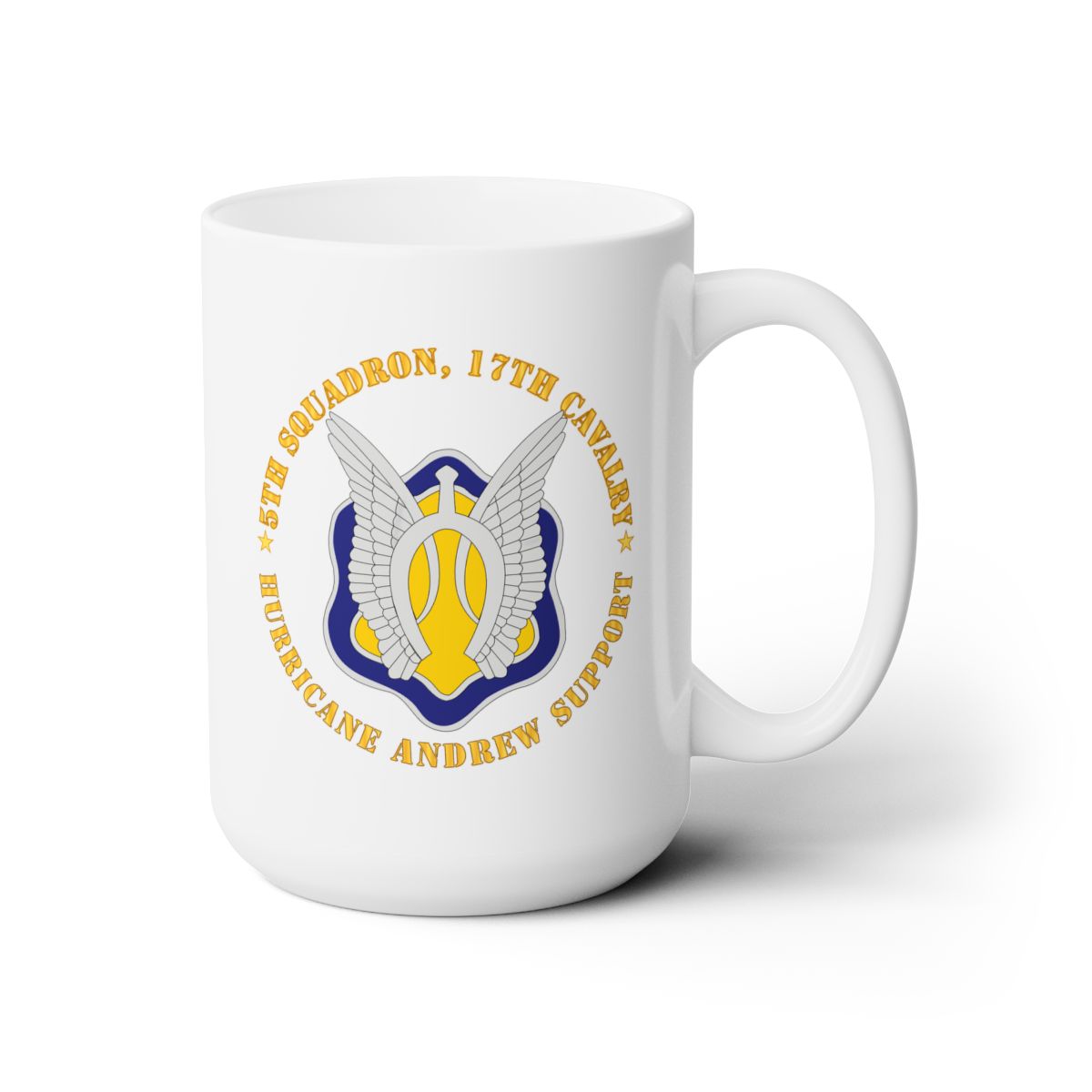 White Ceramic Mug 15oz - Army - 5th Squadron, 17th Cavalry - Hurricane Andrew Support