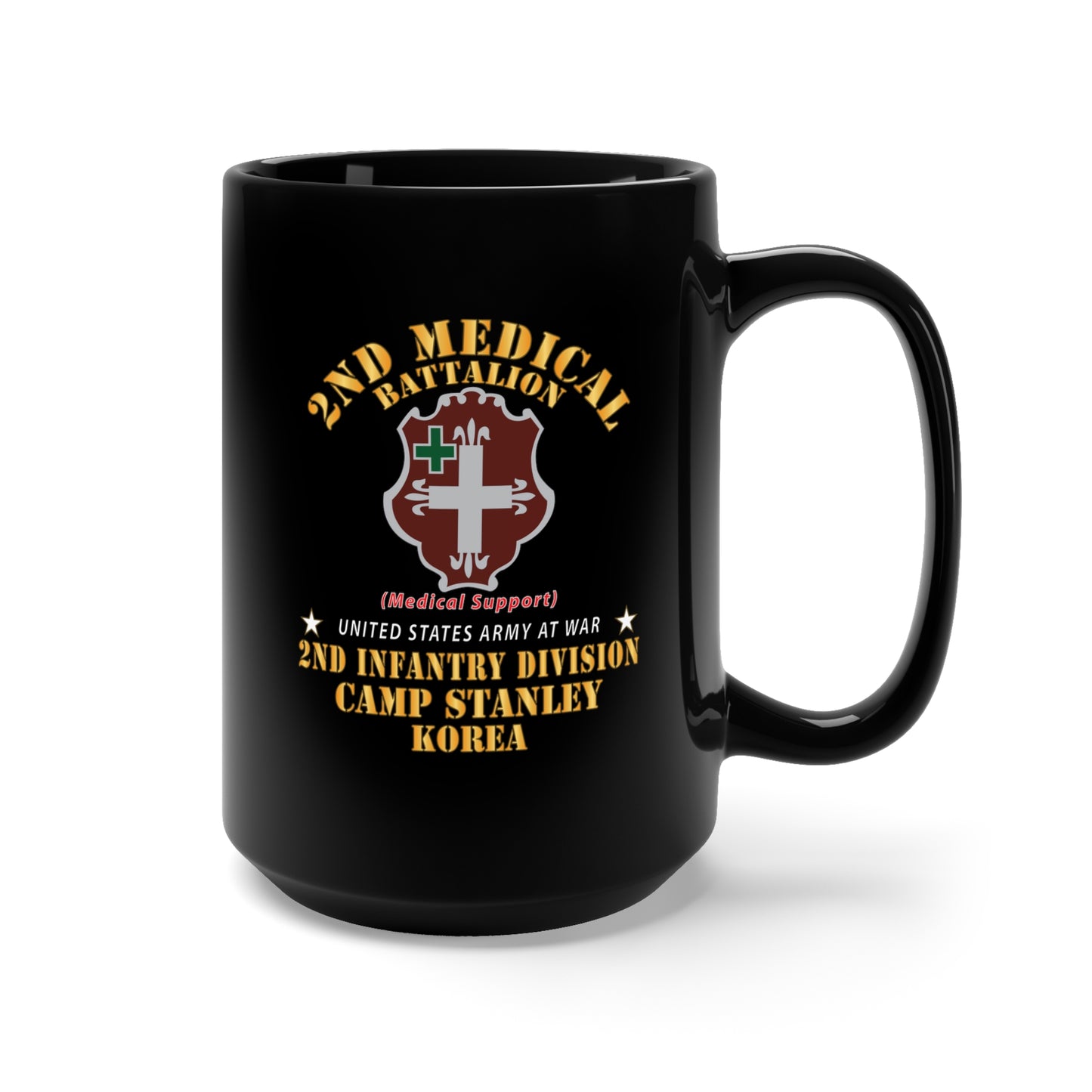 Black Mug 15oz - 2nd Medical Battalion - DUI  - Camp Stanley -  Korea V1 X 300