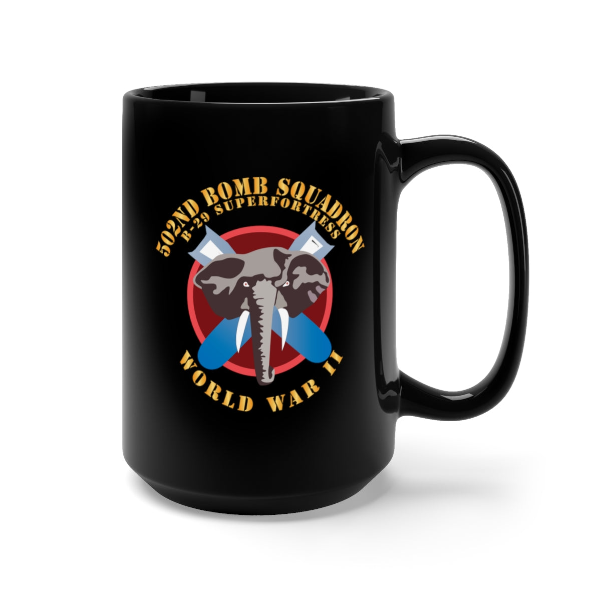 Black Mug 15oz - 502nd Bomb Squadron - B-29 Superfortress - World War II X 300