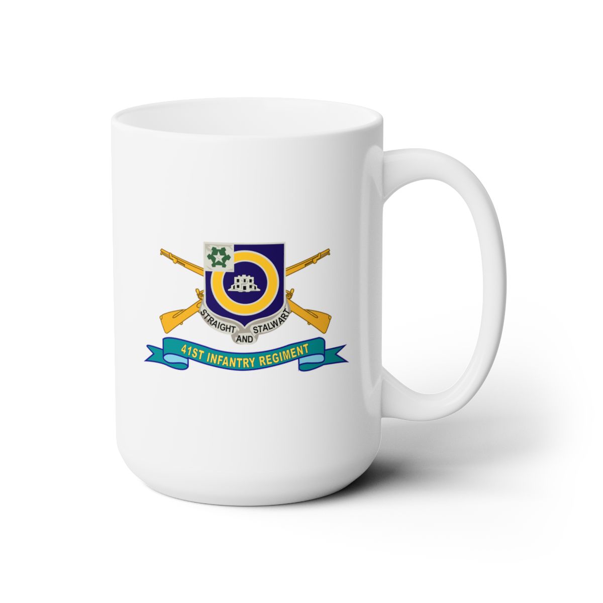 White Ceramic Mug 15oz - Army - 41st Infantry Regiment w Br - Ribbon X 300