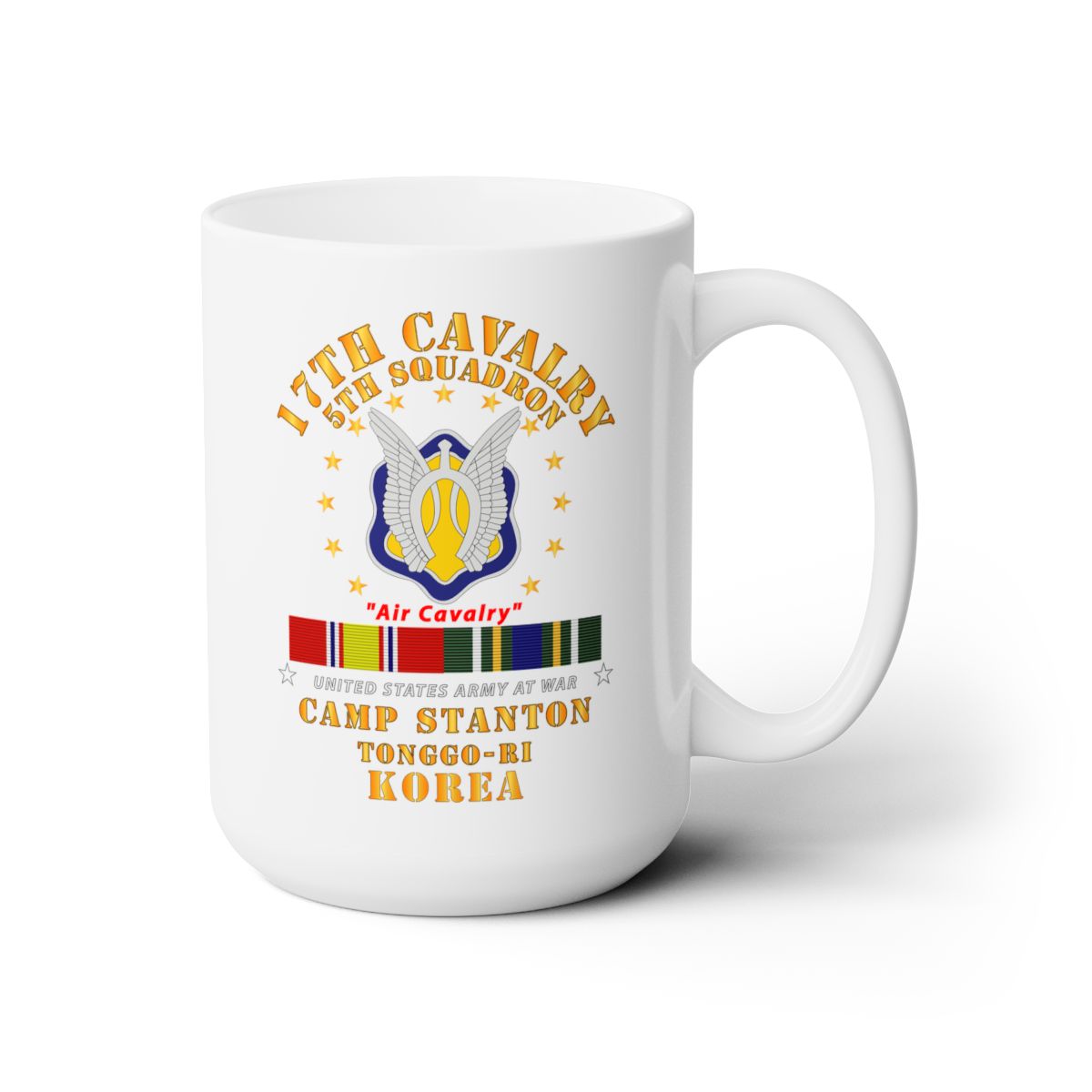 White Ceramic Mug 15oz - Army - 5th Squadron 17th Cavalry - Air Cav - Camp Stanton - Korea w KDSM SVC