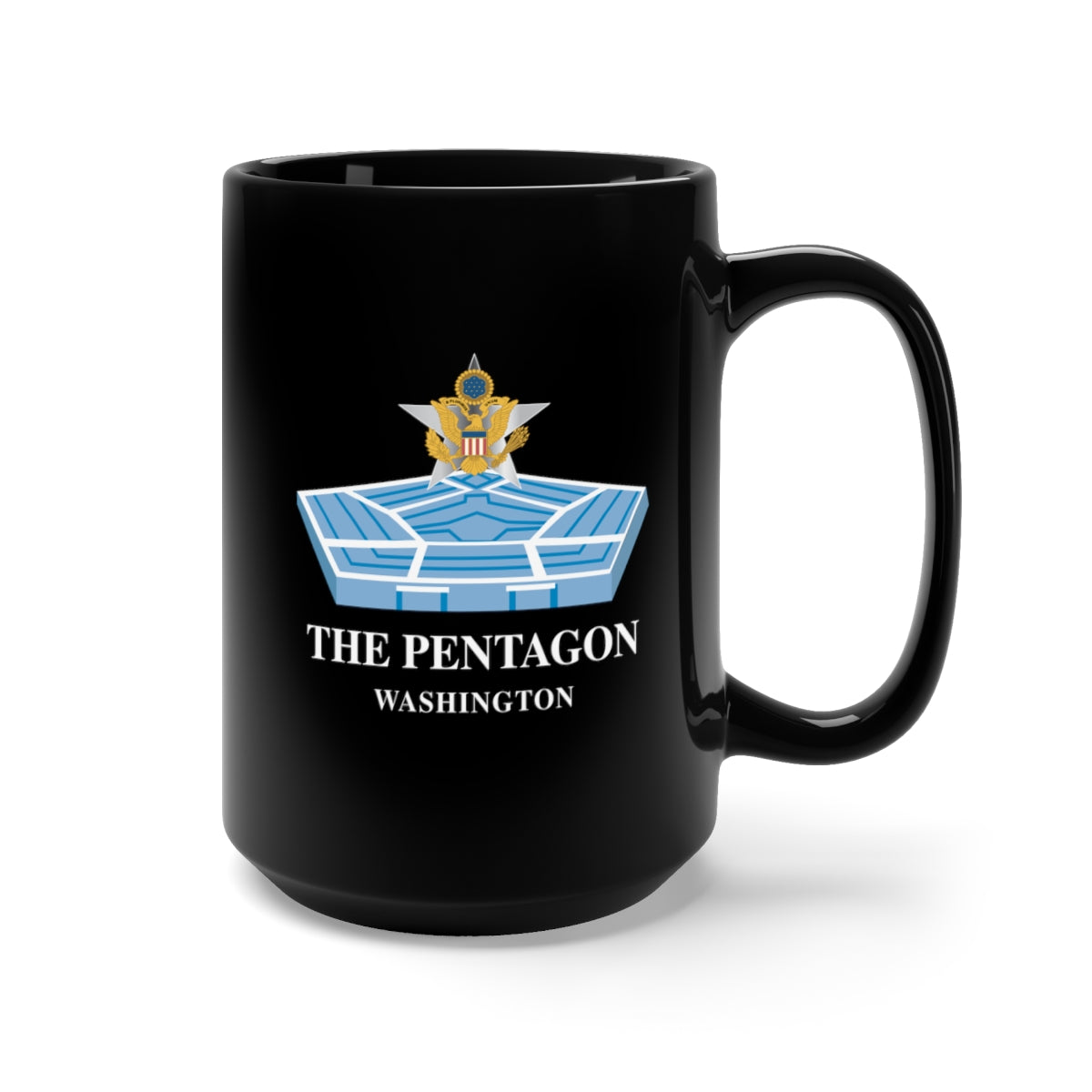 Black Mug 15oz - Army - The Pentagon w Bldg and GS Branch Txt X 300