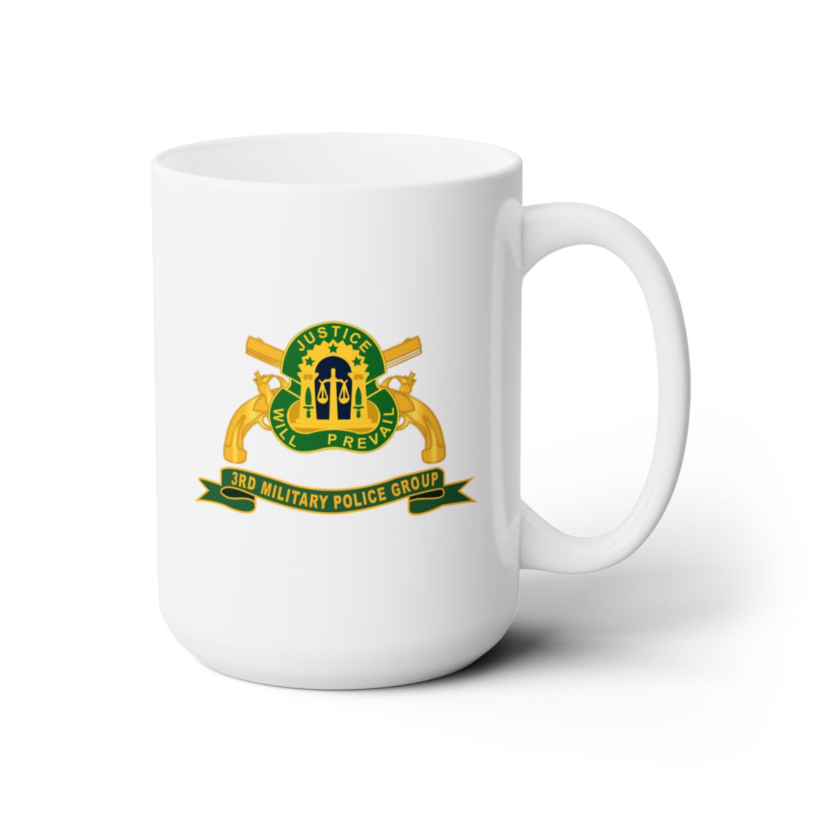 White Ceramic Mug 15oz - Army - 3rd Military Police Group w Br - Ribbon