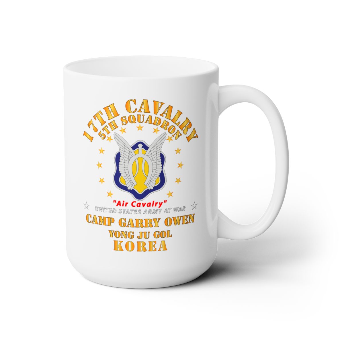 White Ceramic Mug 15oz - Army - 5th Squadron 17th Cavalry - Air Cav - Camp Gary Owen Korea