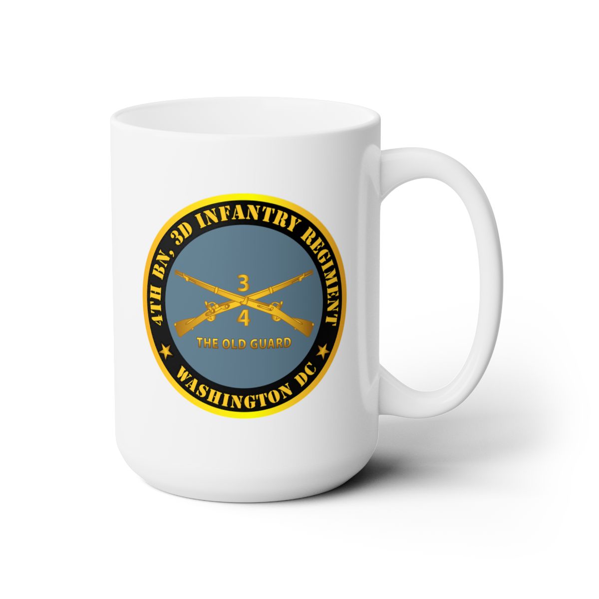 White Ceramic Mug 15oz - Army - 4th Bn 3d Infantry Regiment - Washington DC - The Old Guard w Inf Branch