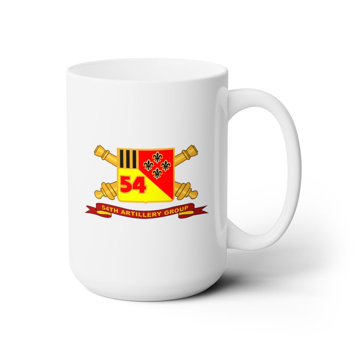 White Ceramic Mug 15oz - Army - 54th Artillery Group w Br - Ribbon - X 300