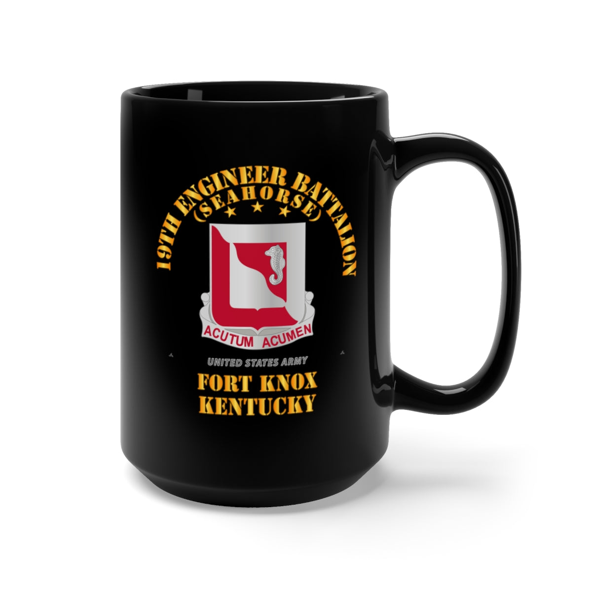 Black Mug 15oz - Army - 19th Engineer Battalion - Ft Knox KY