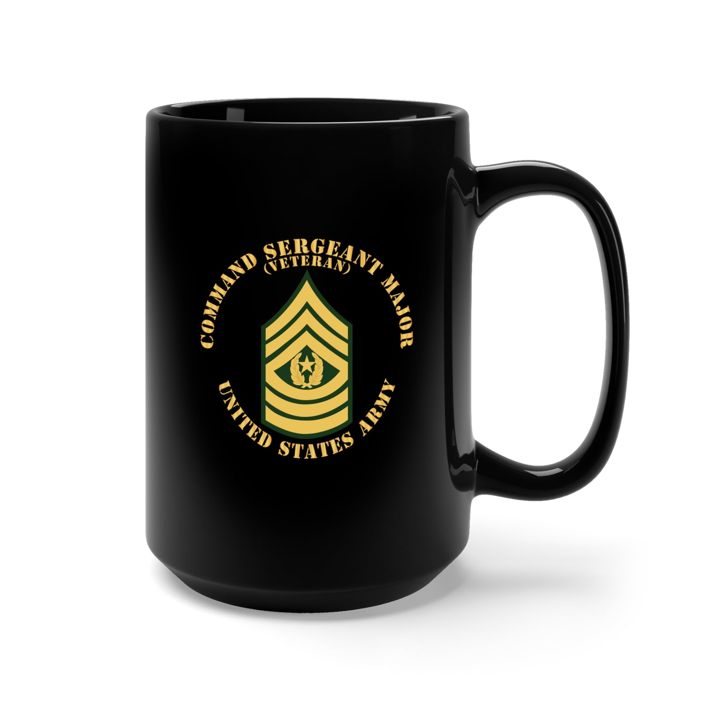 Black Mug 15oz - Army - Command Sergeant Major - CSM - Veteran - Flat X 300