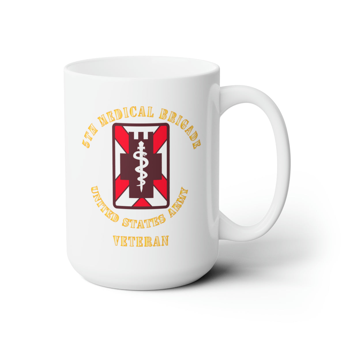 White Ceramic Mug 15oz - Army - 5th Medical Brigade - Veteran