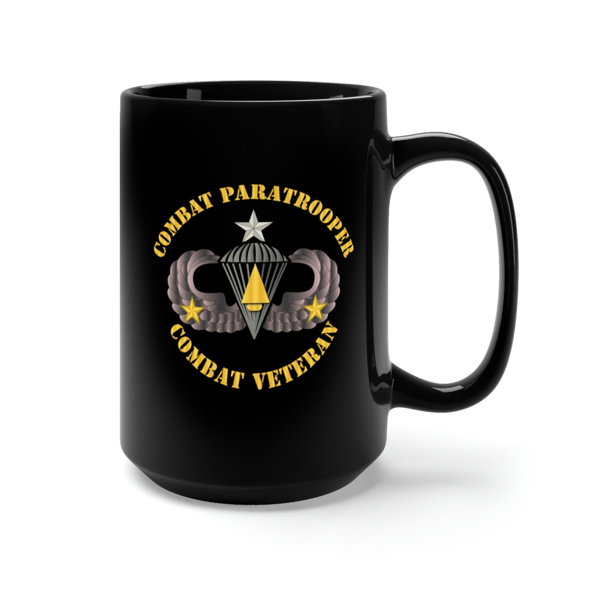 Black Mug 15oz - Army - Combat Paratrooper - Combat Veteran