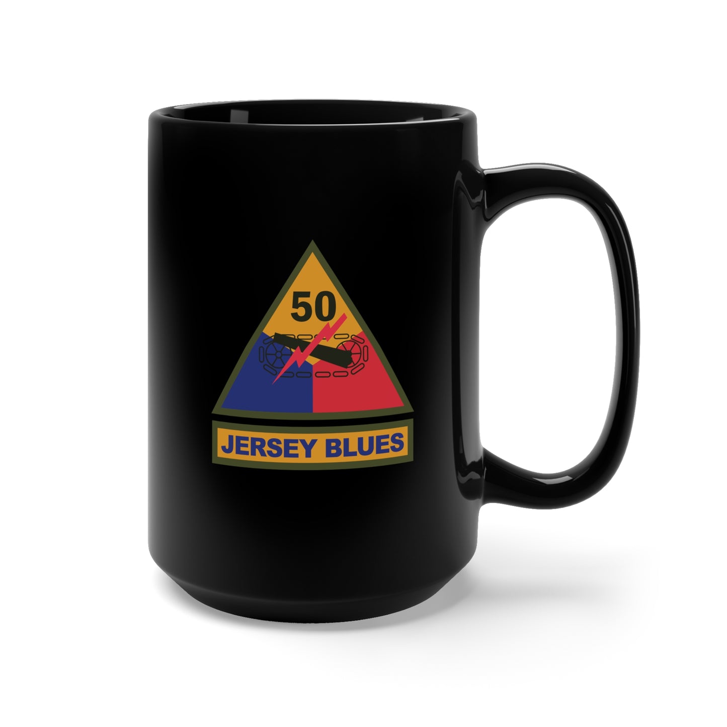 Black Mug 15oz - SSI - 50th Armored Division w Name Tape X 300