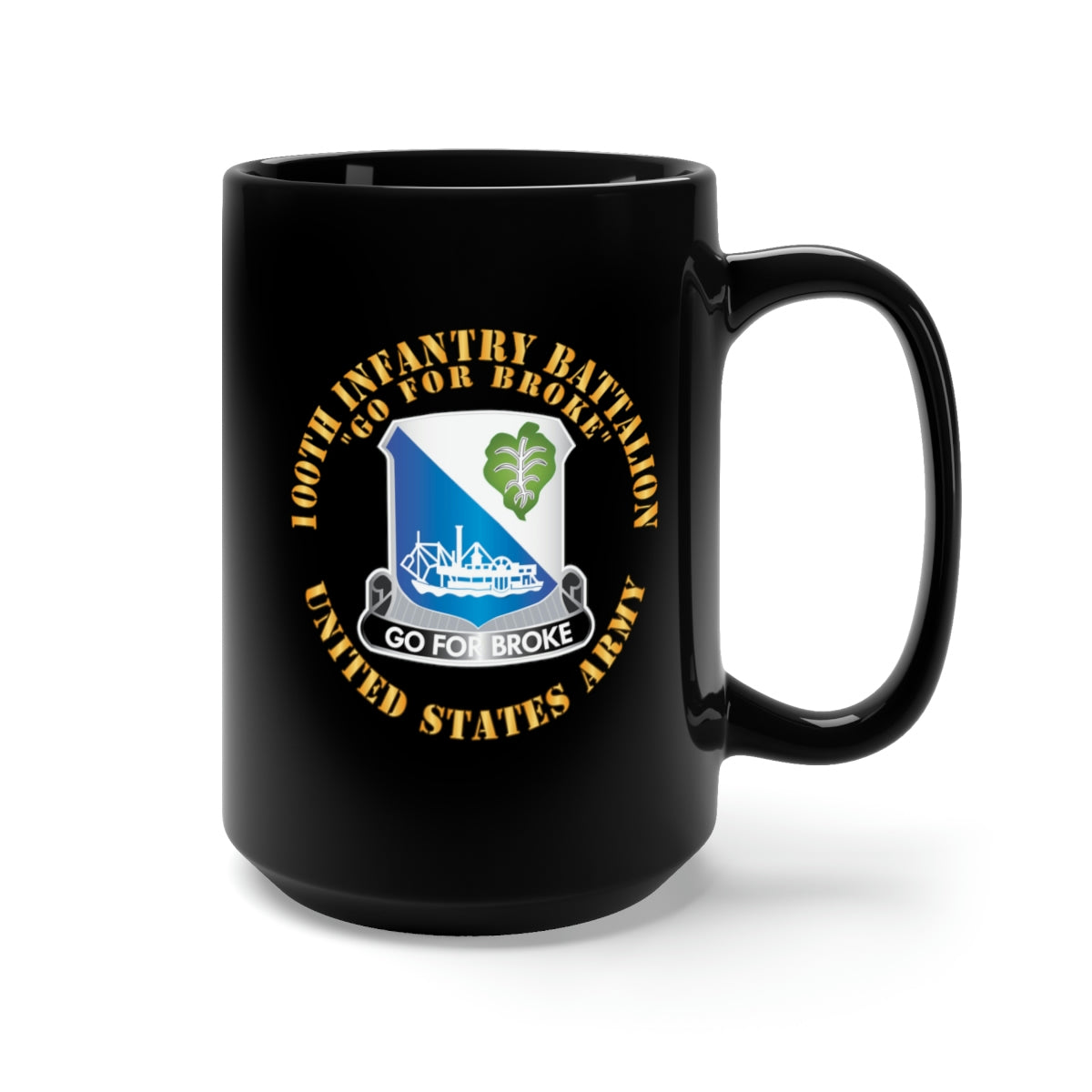Black Mug 15oz - 100th Infantry Battalion - DUI - Go for Broke X 300