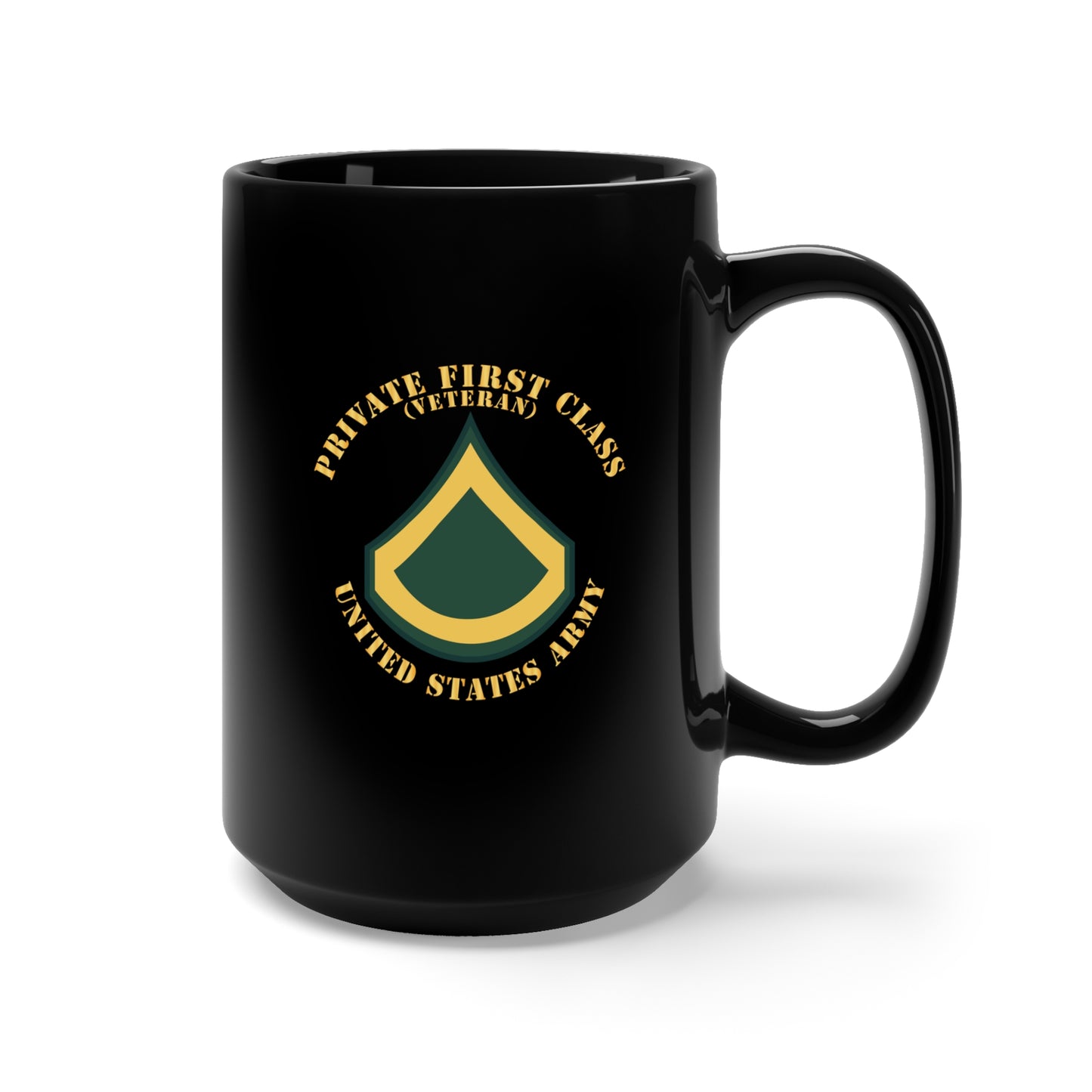 Black Mug 15oz - Army - Private First Class - PFC - Veteran - Flat X 300