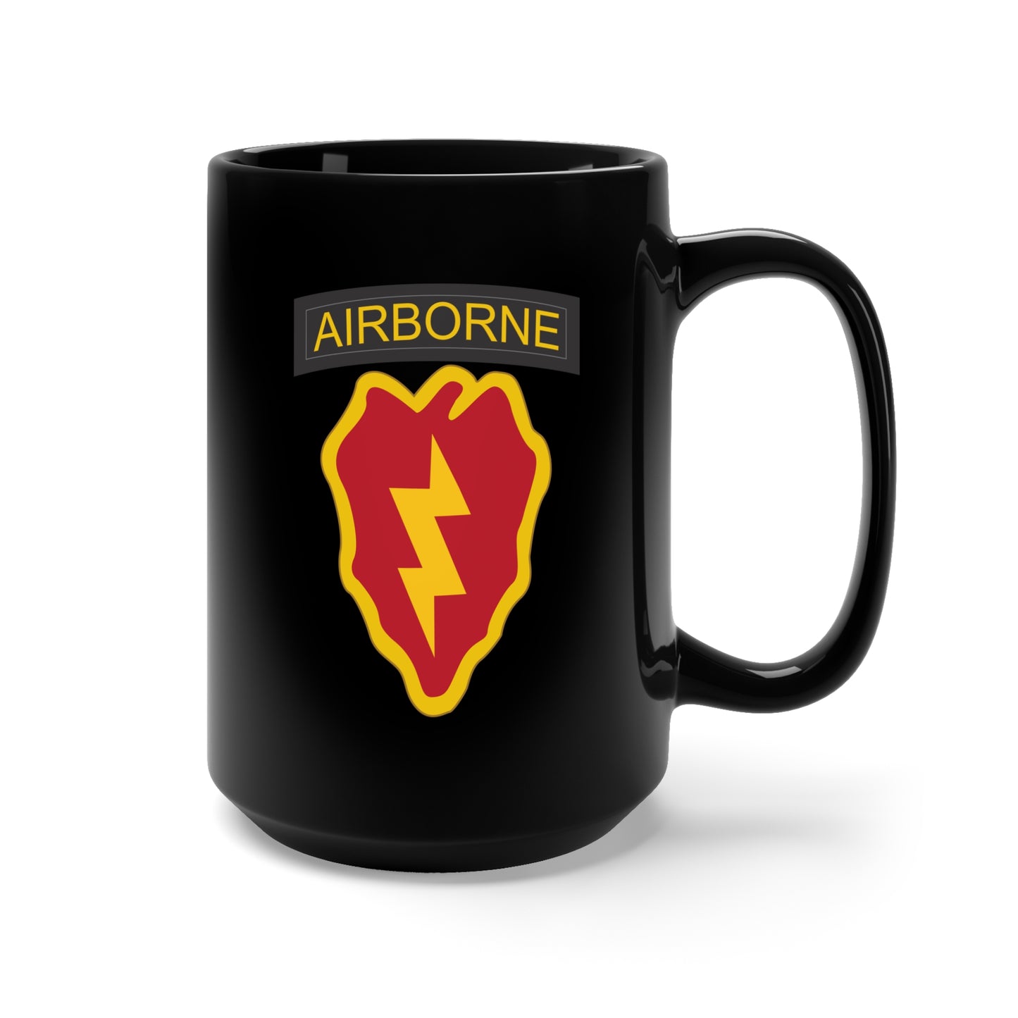 Black Mug 15oz - SSI - 25th Infantry Division with txt X 300