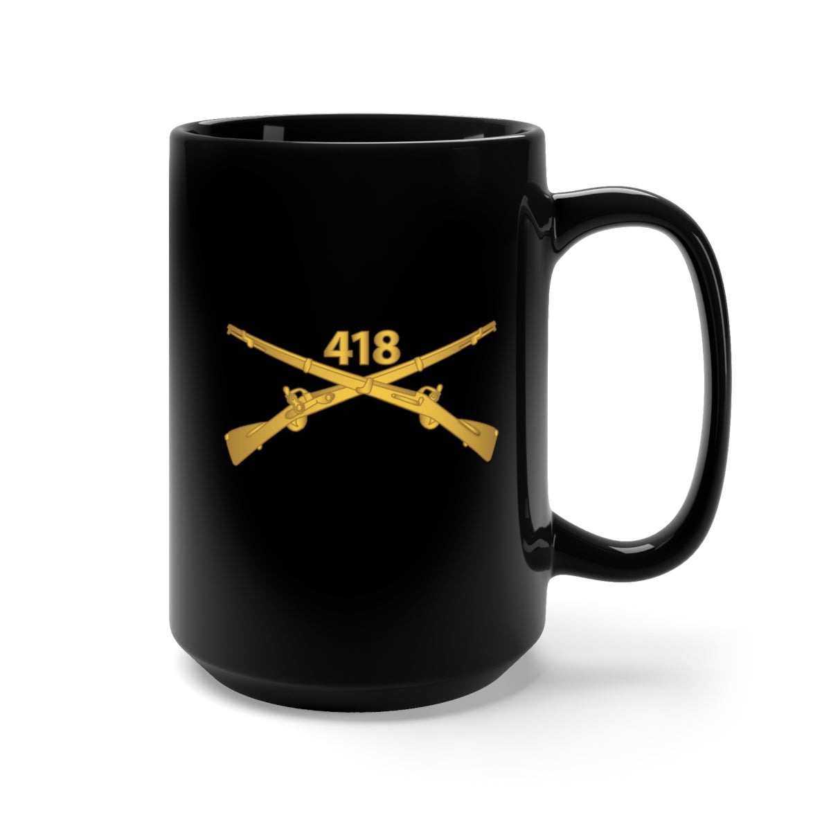 Black Mug 15oz - Army - 418th Infantry Regiment Branch wo Txt