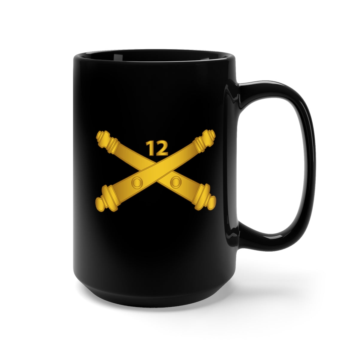 Black Mug 15oz - Army - 12th Field Artillery Regt - Artillery Br wo Txt