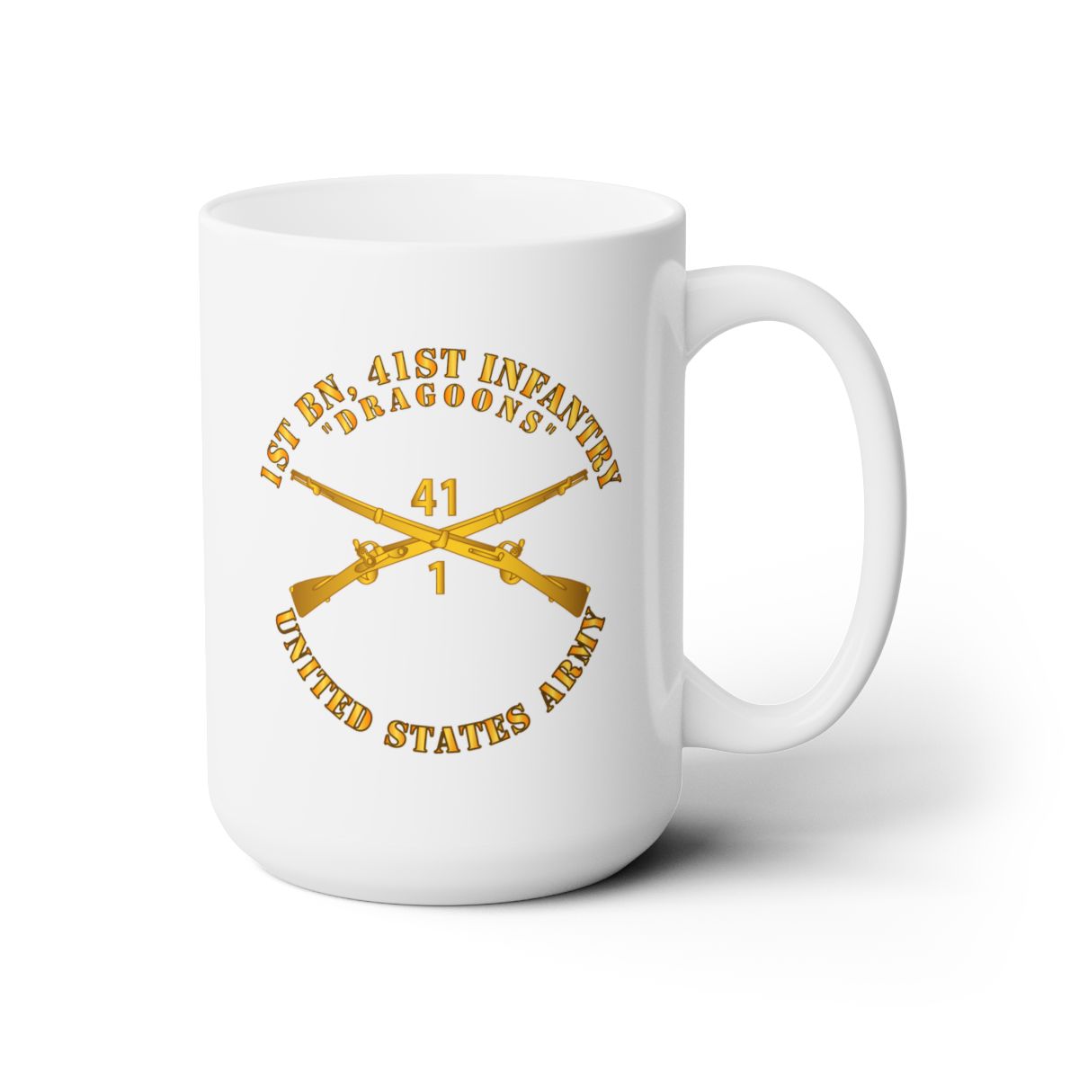 White Ceramic Mug 15oz - Army - 1st Bn, 41st Infantry - Dragoons