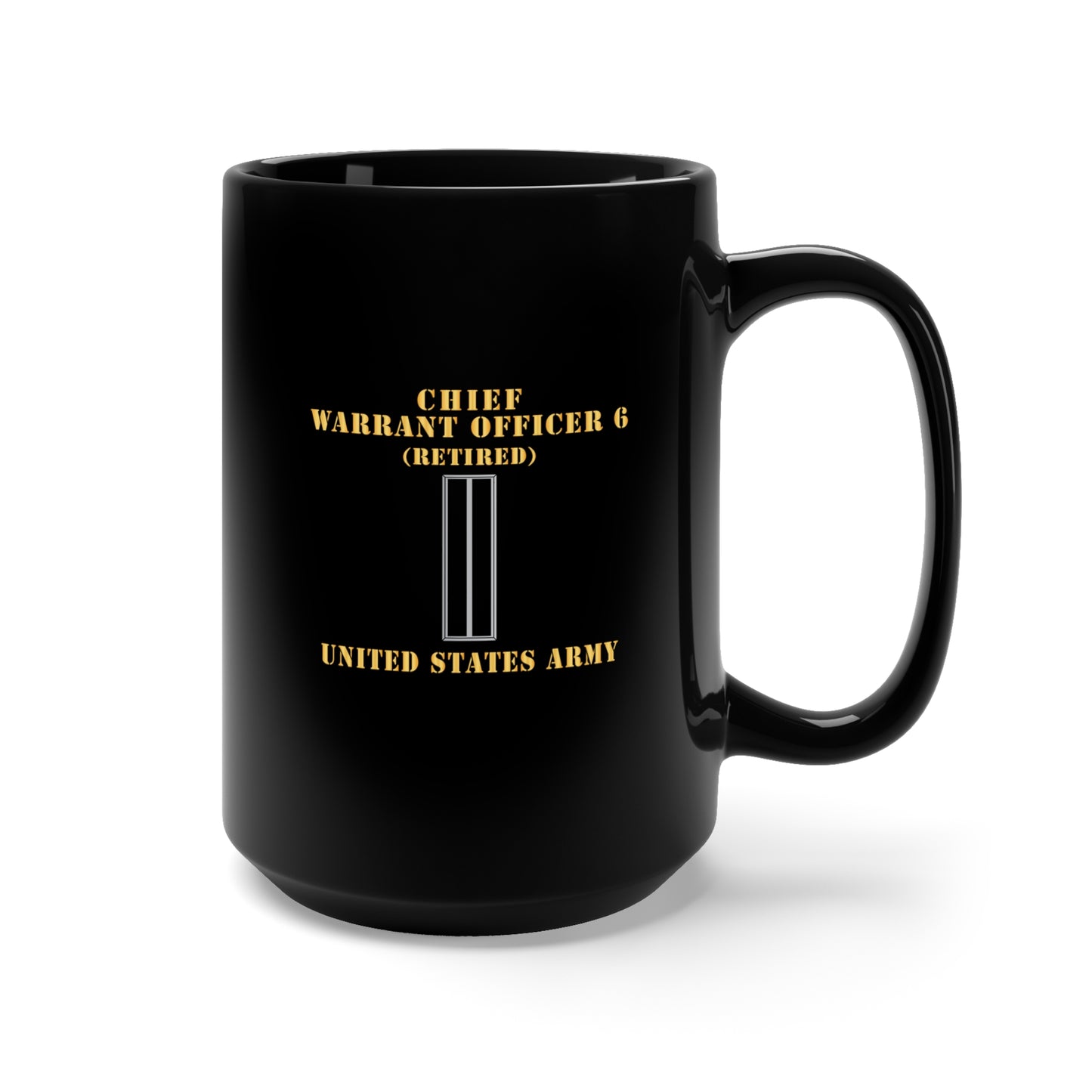 Black Mug 15oz - Army - Chief Warrant Officer 6 - CW06 - Retired - Flat - X 300