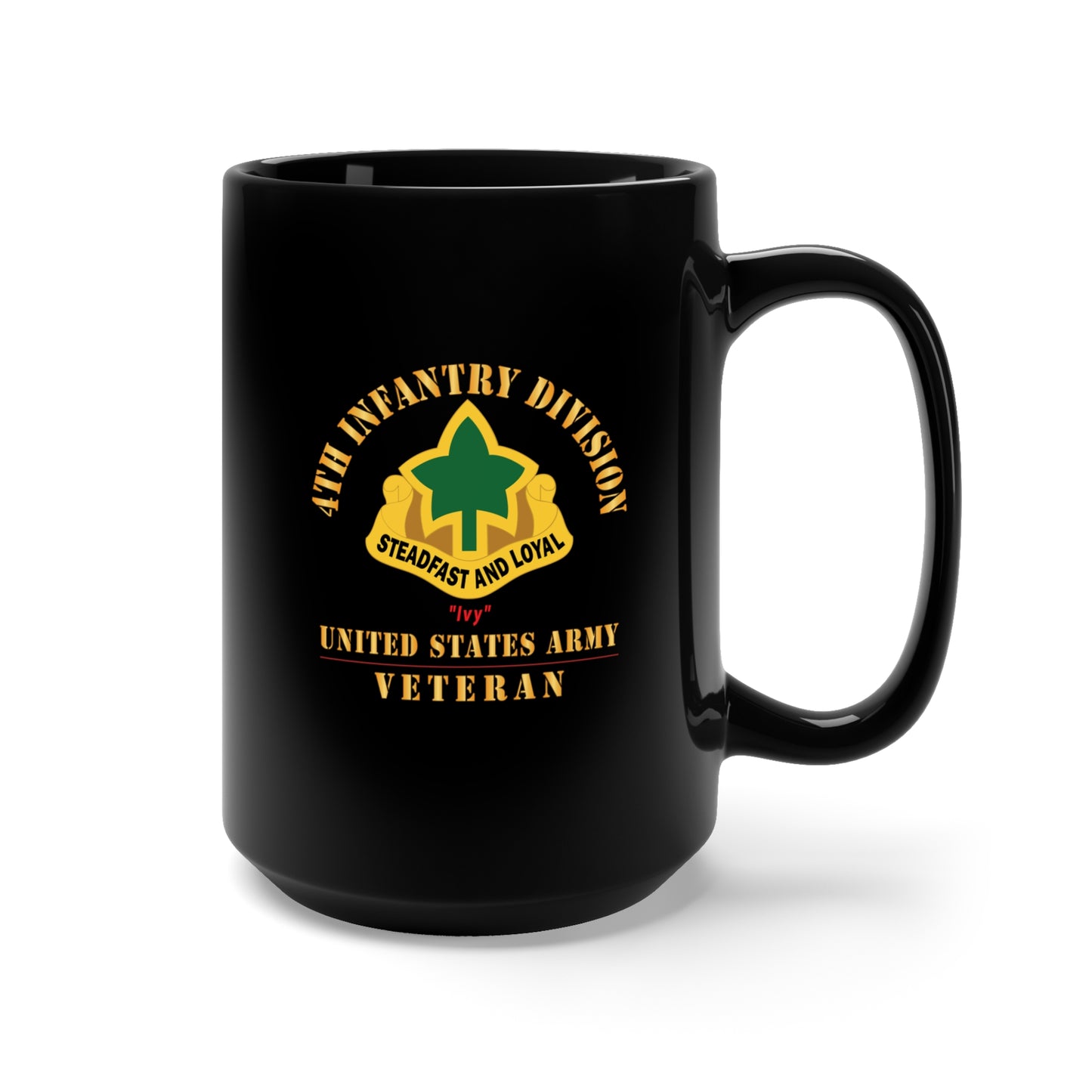 Black Mug 15oz - Army - DUI - 4th Infantry Division - Ivy - US Army Veteran X 300