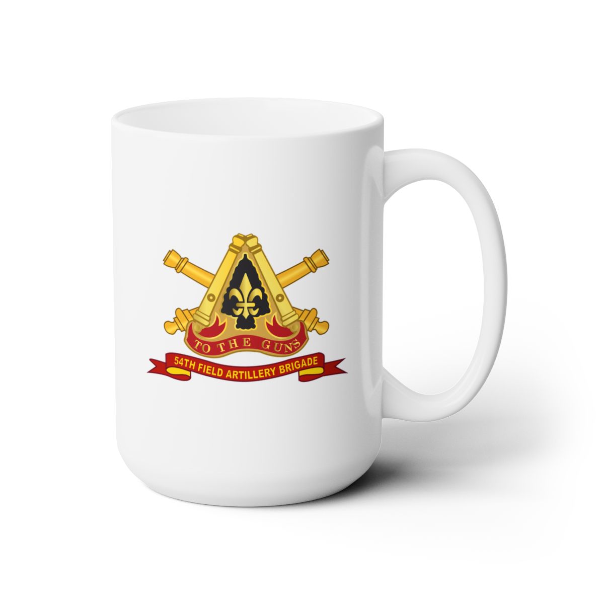 White Ceramic Mug 15oz - Army - 54th Field Artillery Brigade  w Br - Ribbon