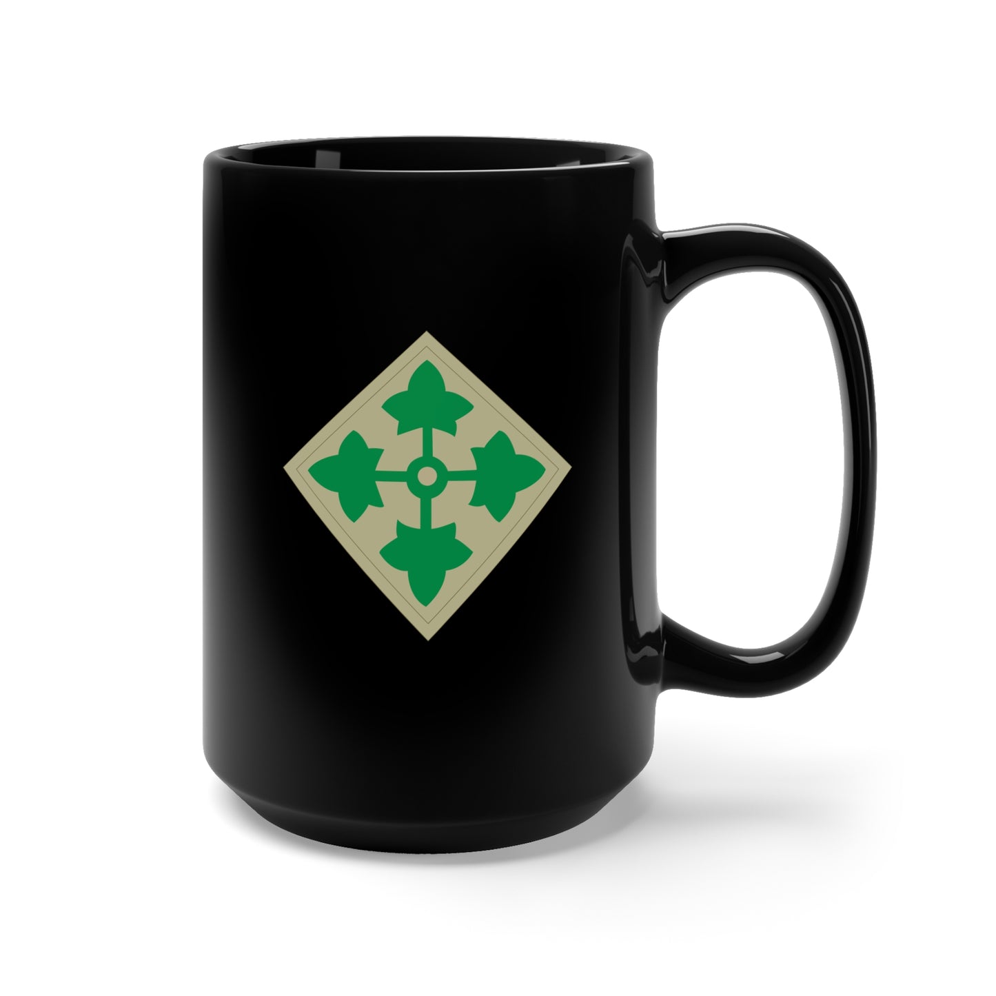Black Mug 15oz - SSI - 4th Infantry Division wo Txt X 300