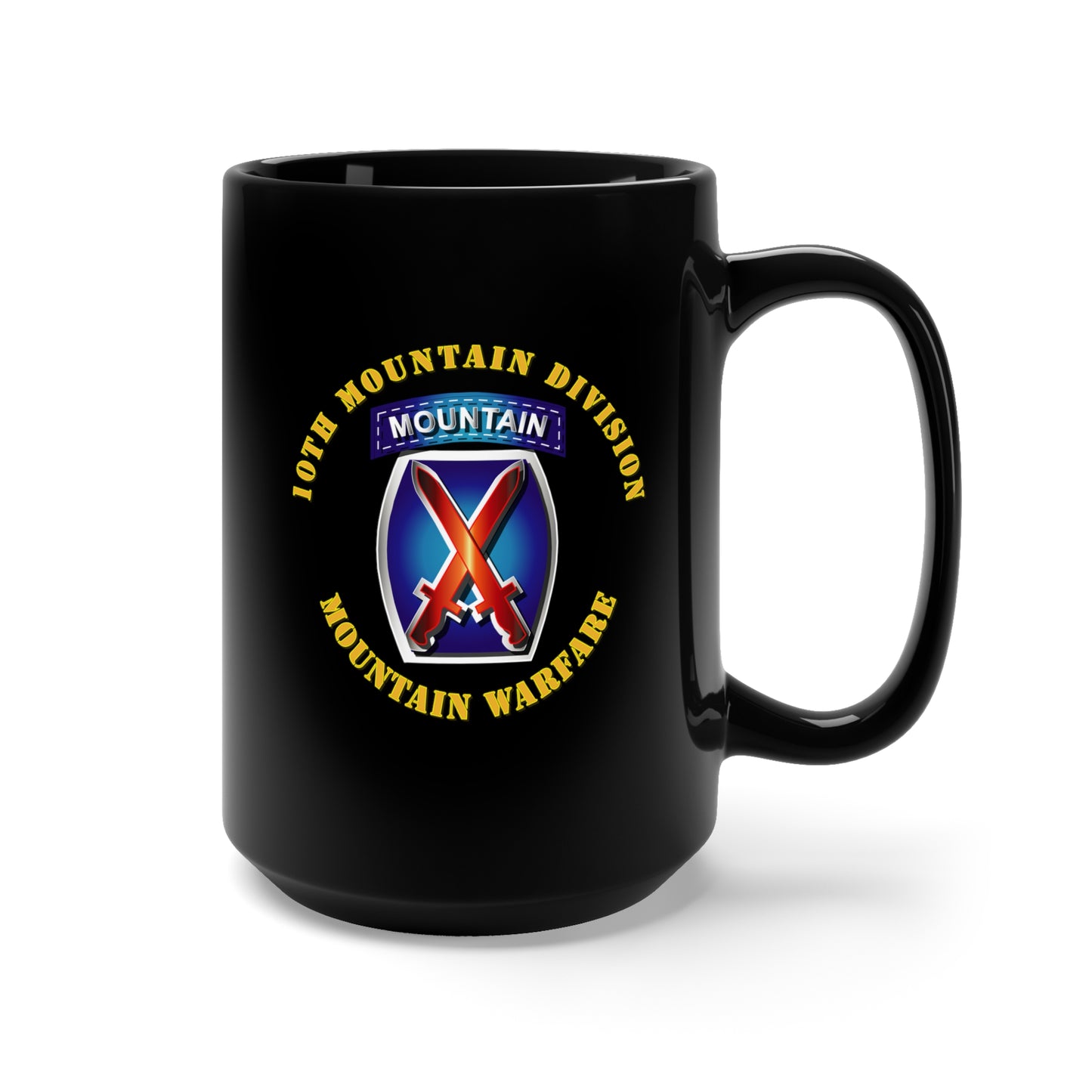 Black Mug 15oz - Army - 10th Mountain Division - SSI