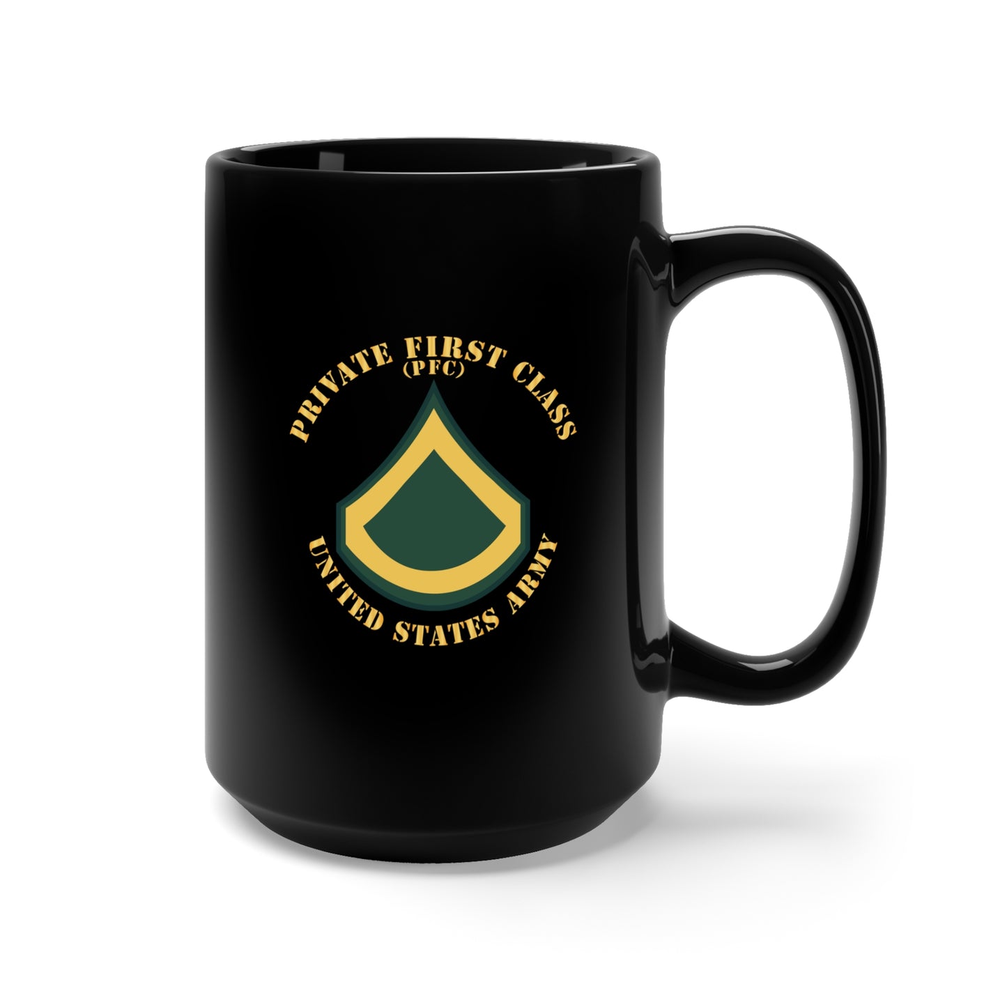 Black Mug 15oz - Army - Private First Class - PFC - Flat