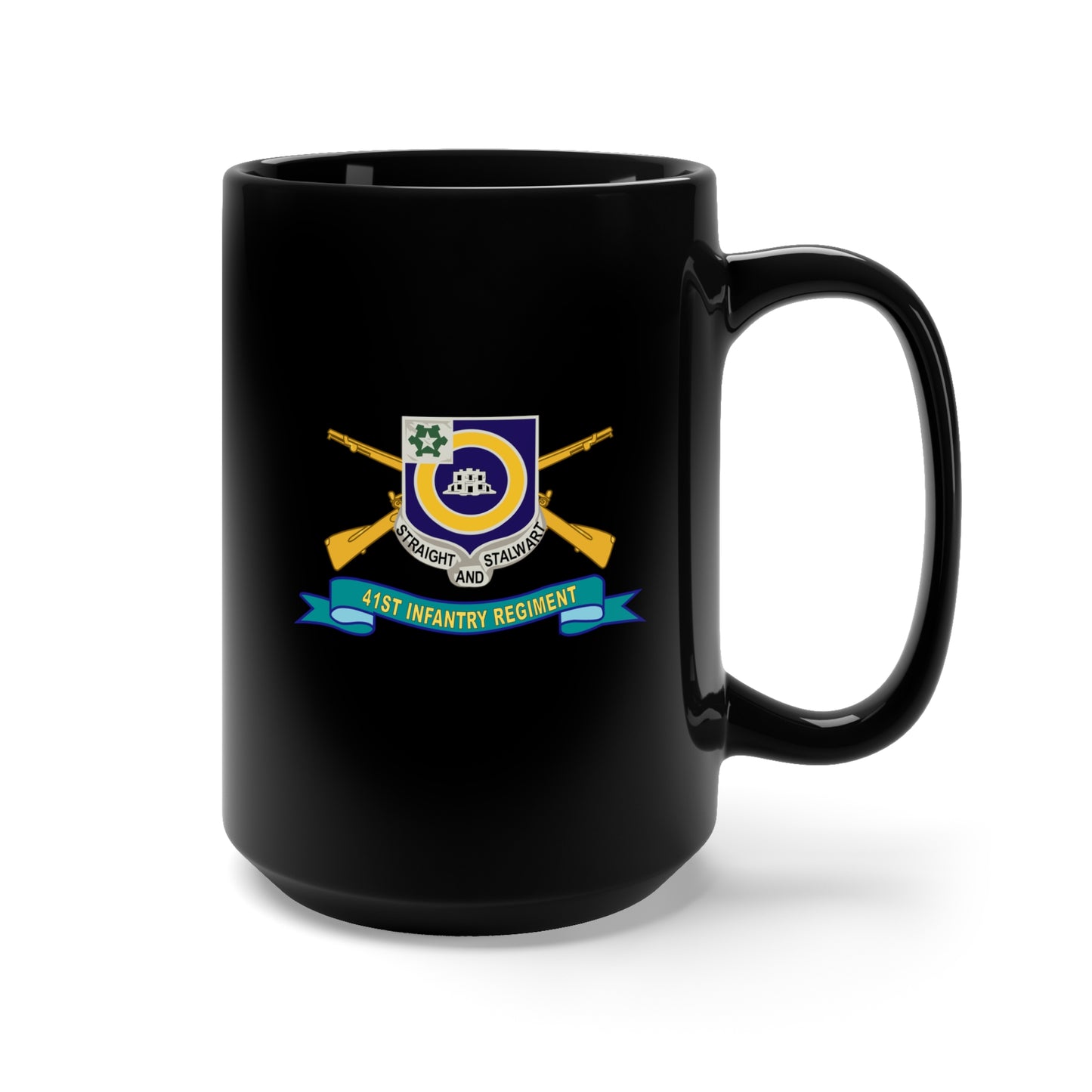 Black Mug 15oz - 41st Infantry Regiment w Br - Ribbon X 300
