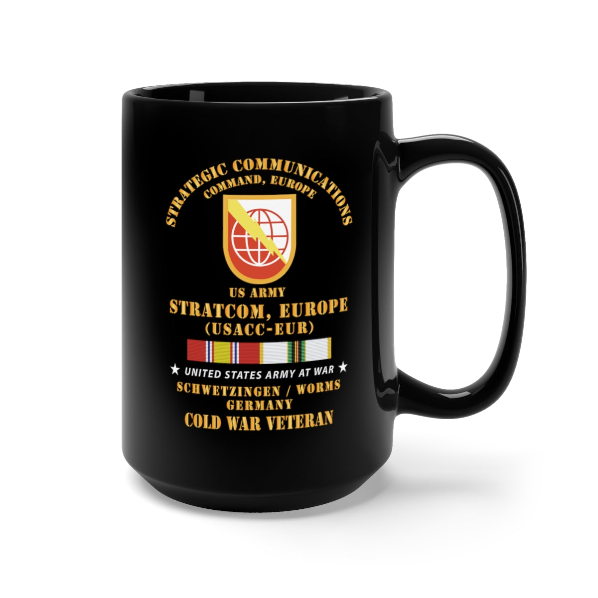 Black Mug 15oz - Army - SSI, USA STRATCOM, Eur - Ssi, Schwetzingen-Worms, Germany w Cold Svc X 300
