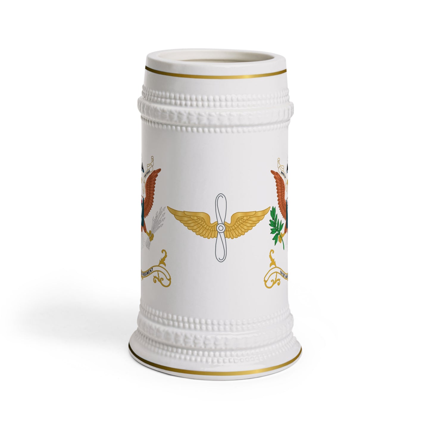 101st Aviation Regiment Coat of Arms Beer Stein Mug with Aviation Branch