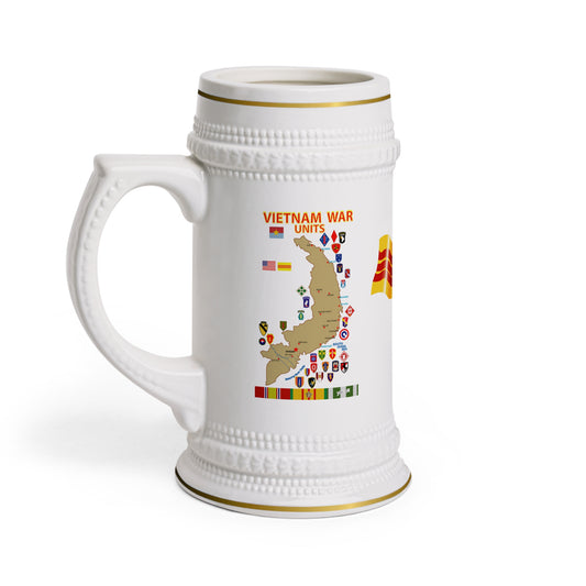 Beer Stein Mug - Vietnam War Map and Units
